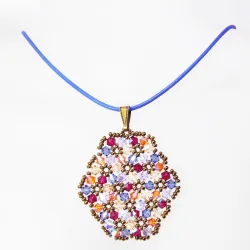 Pendant 65cm - Terence Oval-Lavender Leather - Pendant 65cm - Laiton bronze